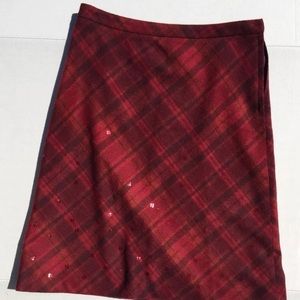 J.Crew enjoy Sz 8 Wool Blend red Lined Skirt Plaid
